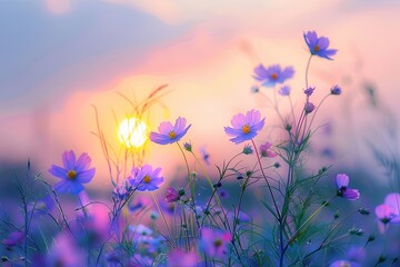 Wildflower Meadow: Pastel Sunset Serenity