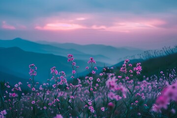 Tranquil Twilight: Captivated by Pink Blossoms in Solitude