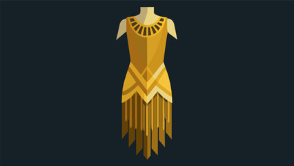 A shimmering gold flapper dress with fringe detailing ready for a Great Gatsbyinspired production.. Vector illustration