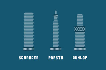 Bike tire valve types illustration.