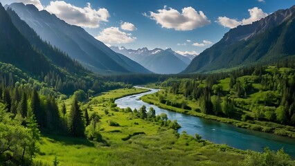 landscape with lake Valley Serenity Majestic Mountain Landscape 