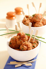 Chicken meatballs with herbs.