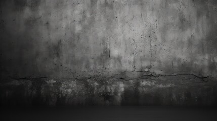 Dark concrete floor with a black wall texture, rough background