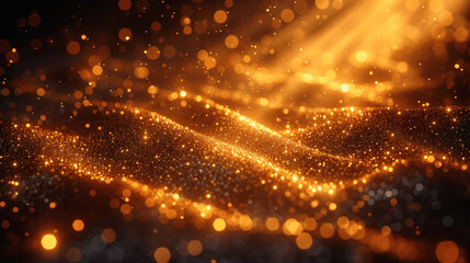 Elegant Gold Glitter Bokeh Light Rays Abstract Background