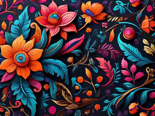 Floral Indian pattern illustration Vibrant Spirit of colorful Indian with Authentic flowers pattern