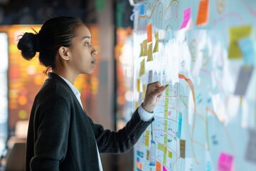 Professional Photography of a remote worker participating in a digital brainstorming session, utilizing virtual whiteboards and collaborative, Generative AI