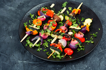 Grilled skewers vegetables, kebabs.