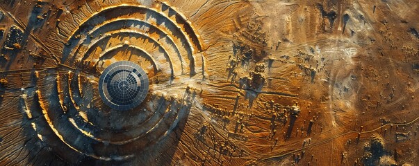 Aerial view of a concentrated solar thermal plant, Mojave Desert, California, near Las Vegas, United States.