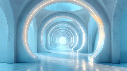 Obraz premium Innovative Design: Futuristic Corridor with Ethereal Light