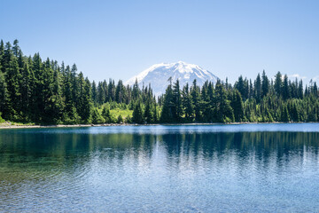 Summit Lake with Mount Rainier in the background. Mount Rainier National Park. Washington State.