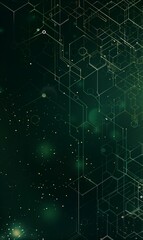 Obraz premium abstract hexagon pattern green background, digital cyberspace and technology concept wallpaper, virtual surface backdrop