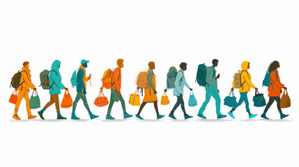 Refugees walking to their destination, world refugee day
