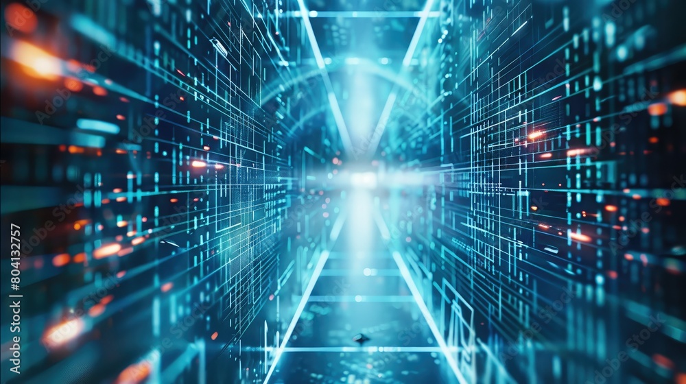 Leinwandbilder Visualize a concept where digital information is visually escaping from a secure environment to symbolize a data leak. Generative AI.