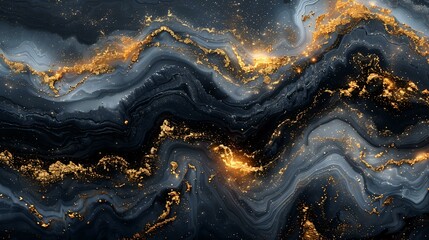 Ethereal Monochrome with Metallic Gold Veins