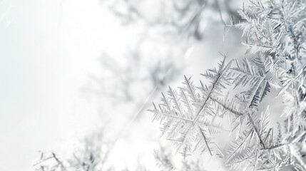 A macro shot of frost on glass, the intricate crystalline patterns forming a natural abstract artwork.