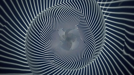 A mesmerizing spiral of thin, white lines radiating outwards on a gradient background of midnight blue to black.