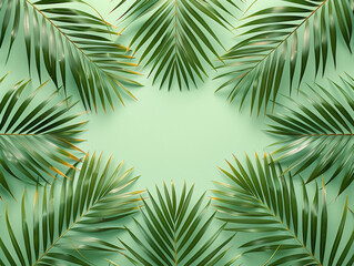 Fototapeta na wymiar green leaves of palm tree