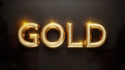 3D golden text "GOLD" with bold text effect, on a DARK background