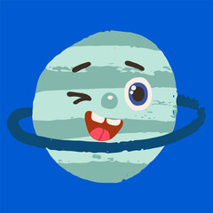 Vector image of a planet that smiles and winks. Vector illustration