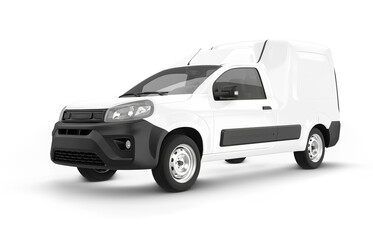 Compact delivery van 3D rendering isolated on transparent background