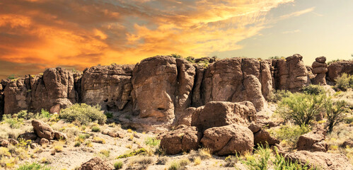 Eroded rocks in Arizona and blue sky