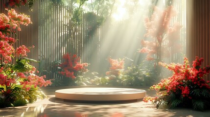 Ethereal Garden Dream: Soft Focus Floral Scene in Golden Hour