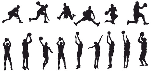 Basketball player silhouettes. Set of basketball player silhouettes. 