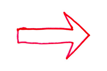 Arrow drawn with red marker on transparent background