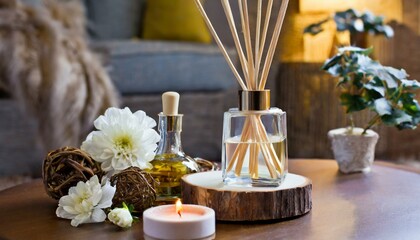 spa still life with candles and flowers