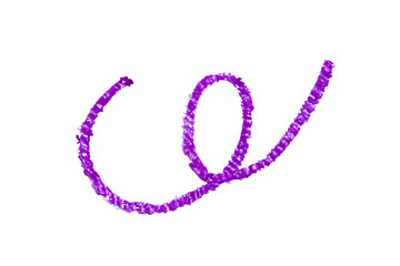 Purple stroke line drawn with crayon pencil on transparent background