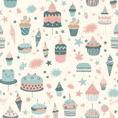 Birthday decorative seamless pattern vector