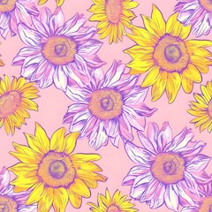 sunflower decorative seamless pattern vector