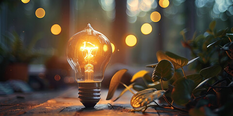 A renewable energy light bulb, symbolizing the power of collective efforts to combat climate...