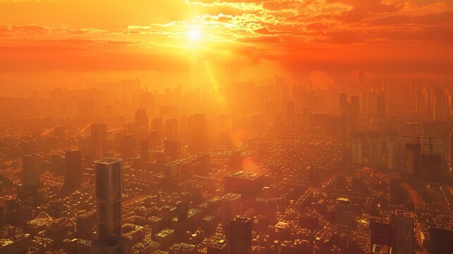 Amazing view of the city. heatwave