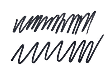Hand drawn black marker scribble on transparent background, cut out. Design element.