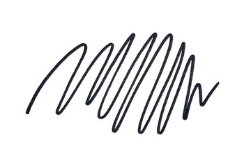 Hand drawn black marker scribble on transparent background, cut out. Design element.