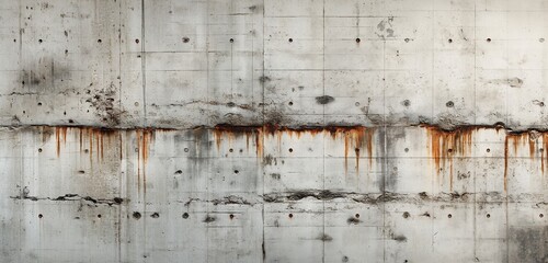 A minimalist, concrete background, its industrial charm enhanced by natural patina and streaks of rust from metal elements.