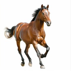 Obraz premium Majestic Chestnut Horse Galloping Isolated on White Background