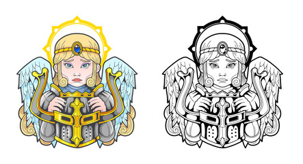 cute girl guardian angel, design illustration