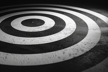 Fototapeta premium A circular target with concentric rings, its shadow expanding outward.