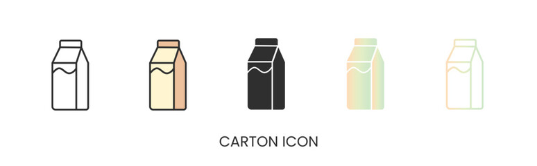 Vector milk or kefir, carton of milk or kefir icon in solid, gradient and line styles. Trendy colors. Isolated on a white background. Editable stroke