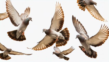 Obraz premium Transparent Reverie: Group of Doves in the Clear Sky
