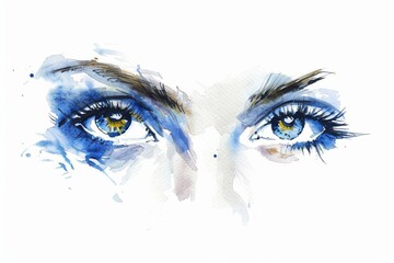 Watercolor painting of expressive eyes
