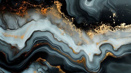 Sophisticated Marbling: Abstract Art with Metallic Gold Highlights