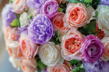 Obraz premium Beautiful bouquet of flowers. Holiday Background with flowers