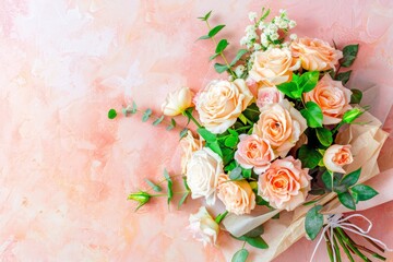 Beautiful bouquet of flowers. Holiday Background with flowers