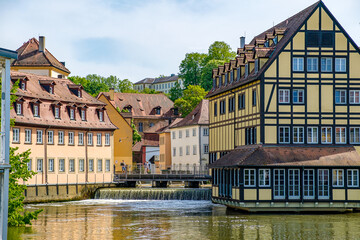 town country with canal in Bavaria Germany