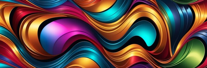colorful luxury smooth shiny metal theme curves pattern abstract background from Generative AI