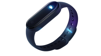 A smart wristband with sleep tracking on a transparent background. PNG format, This PNG file, with an isolated cutout object on a transparent background.