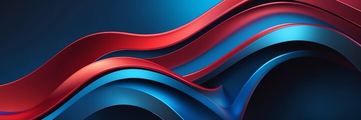 red blue gradient luxury smooth shiny metal theme curves pattern abstract background from Generative AI